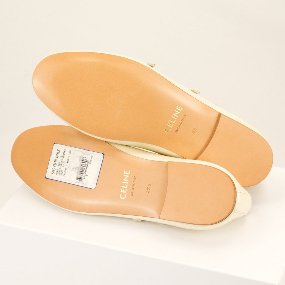 CELINE Criss-Cross Babies Ballerina Flats, Ivory Patent Leather - Picture 8 of 10